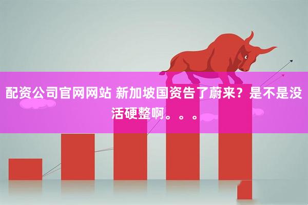 配资公司官网网站 新加坡国资告了蔚来？是不是没活硬整啊。。。